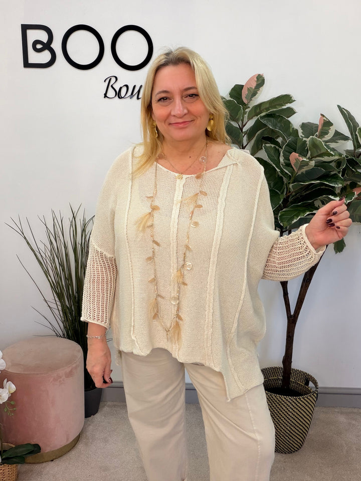 Ladies Fashion Oversize Top - yellow, beige, pink, white, fuschia and blue