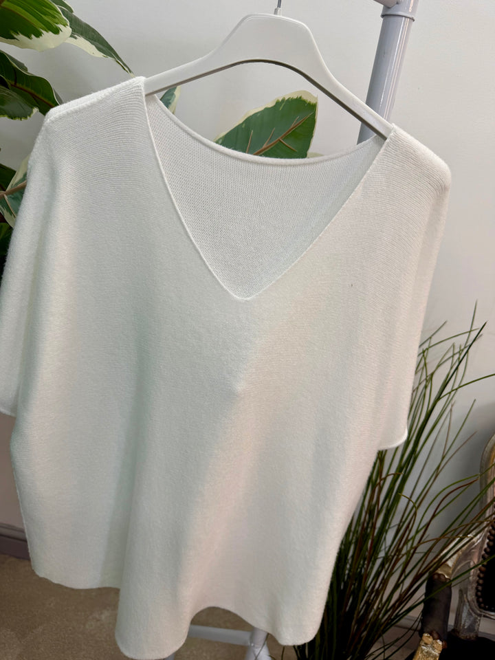 Ladies Short Sleeve Jumper - pink, white, mint, beige, black, coral, lemon