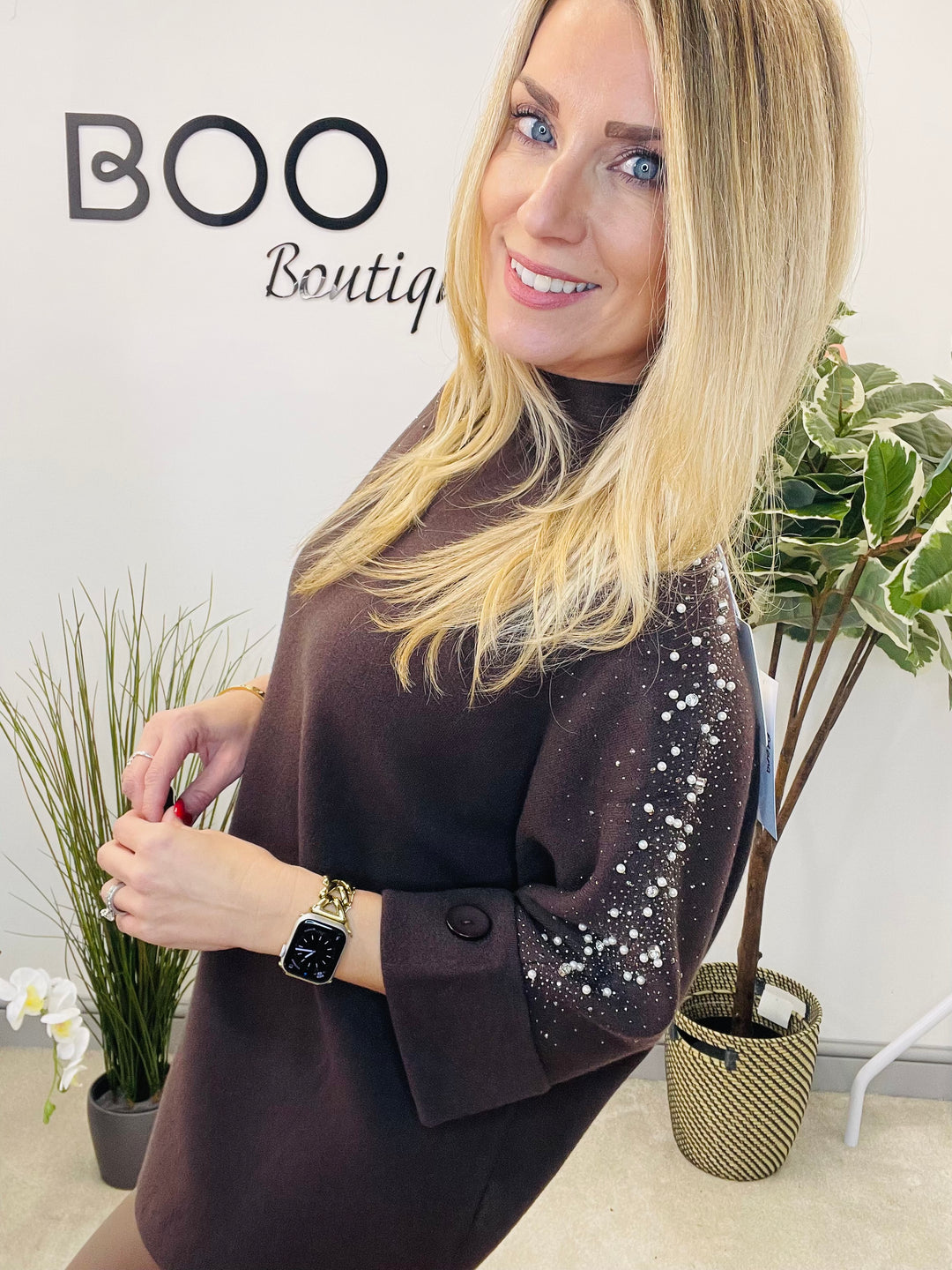 LADIES DIAMANTE SPARKLY JUMPER - FUSCHIA, PINK, BLACK, BERRY, BLUE, BROWN