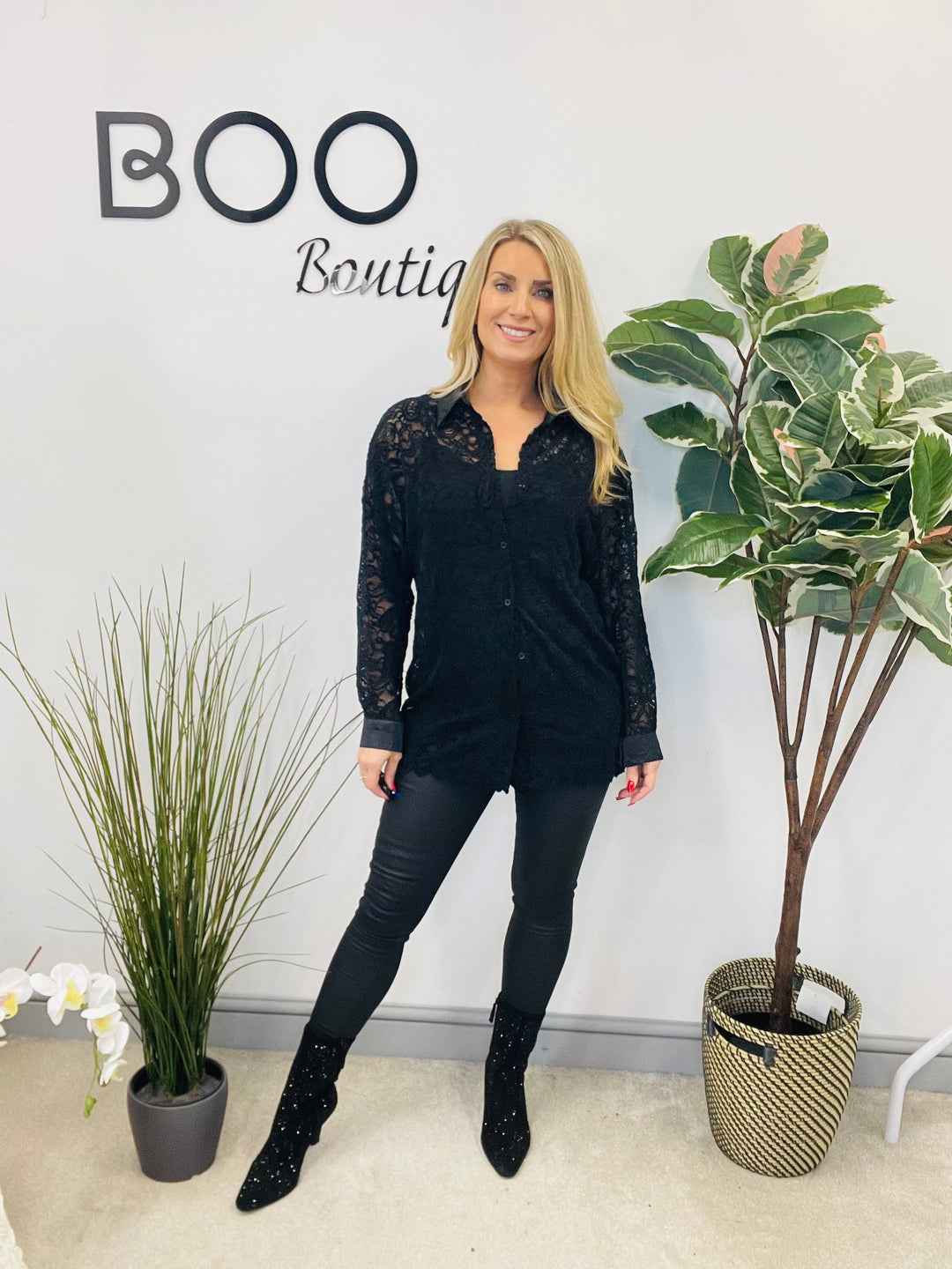 LADIES SHEER LACE BLOUSE SHIRT - BROWN, BLACK & BERRY