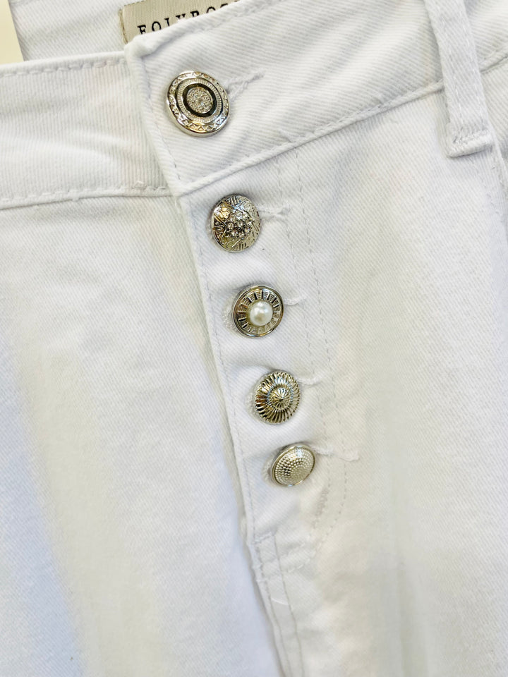 LADIES WOMENS WHITE MUM FIT SUMMER JEANS