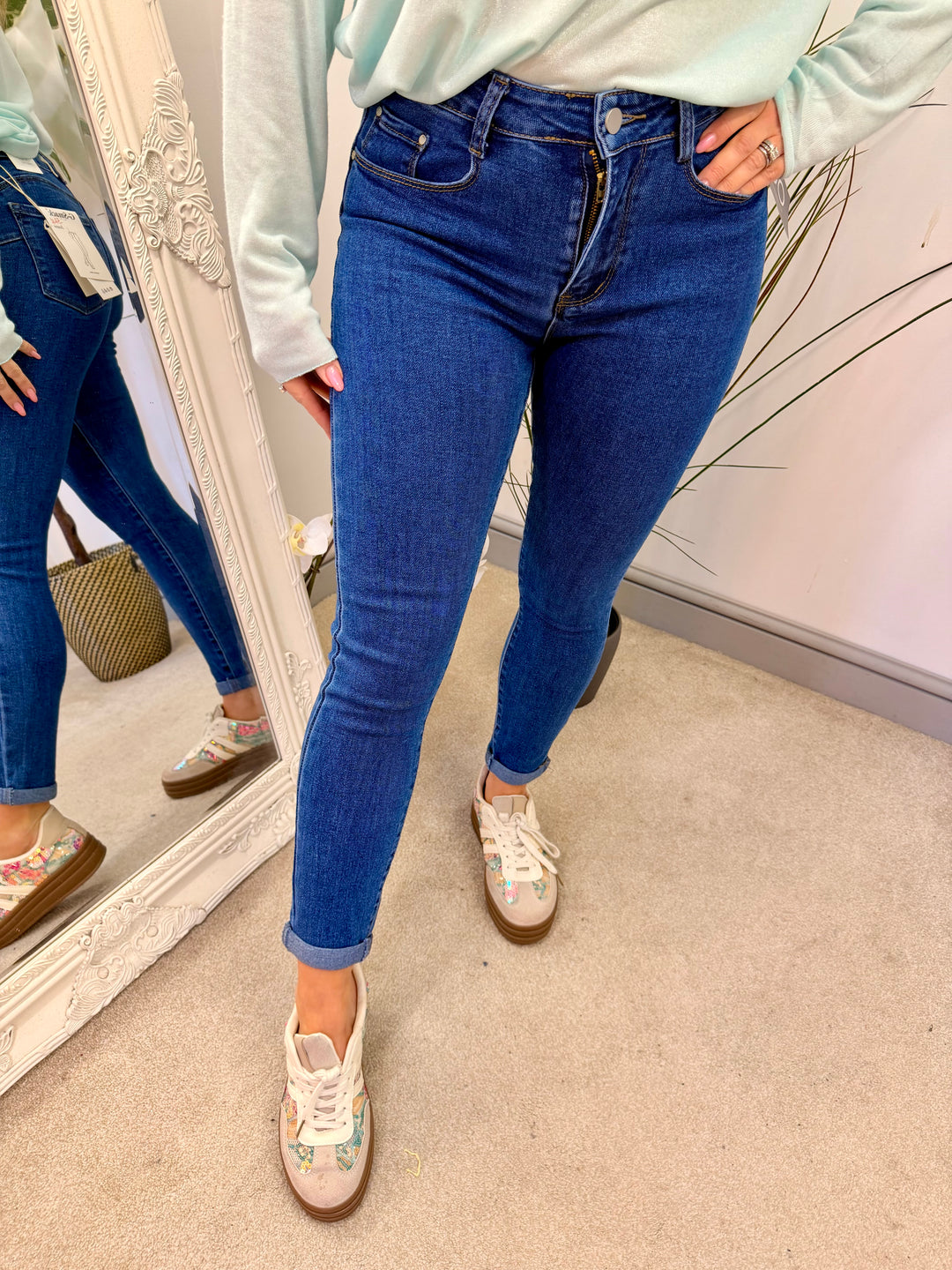 Ladies Fashion Dark Denim Skinny Jeans by RedSeventy