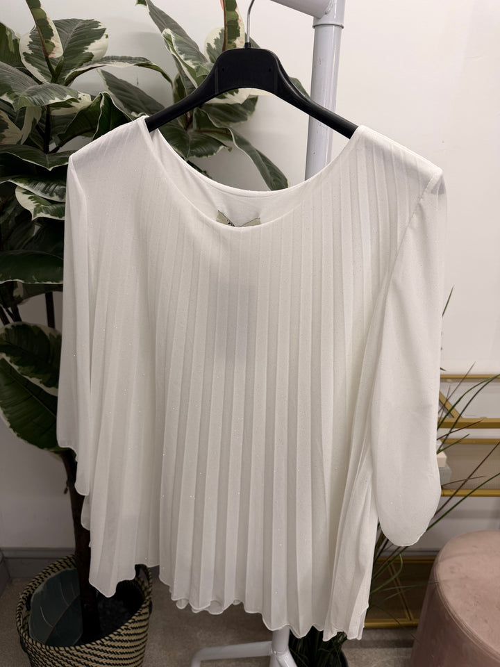 The LAUREN sparkly chiffon pleated top - 3 colours