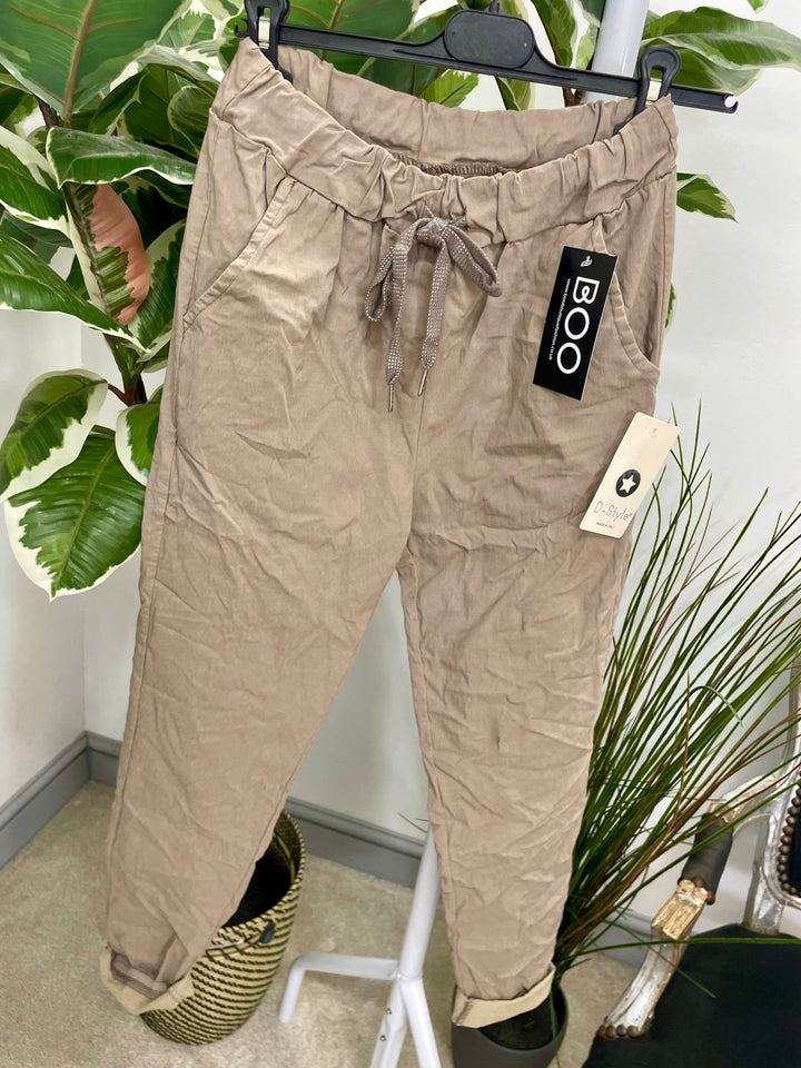 LADIES STRETCH MAGIC TROUSERS - BEIGE, BLACK, KHAKI, BURGUNDY & BROWN