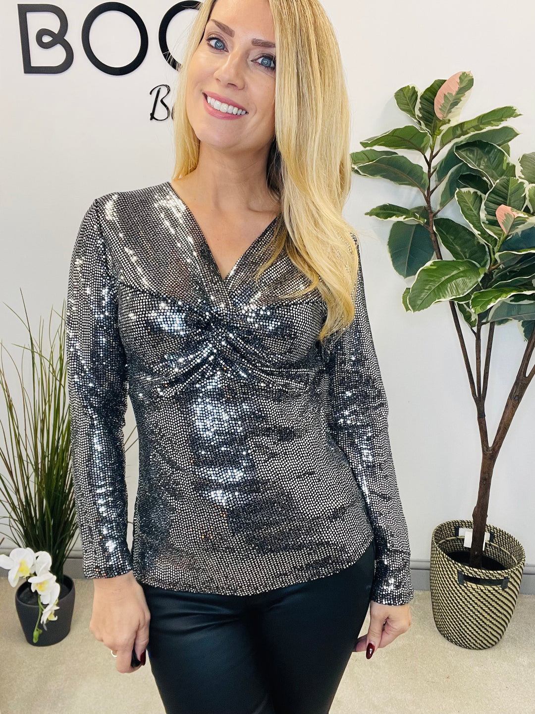 LADIES SEQUIN PARTY TOP - SILVER, GREEN, GOLD, BLACK, BERRY, CHAMPAGNE