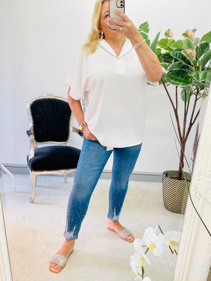 LADIES WOMENS CASUAL LOOSE FIT TOP - WHITE, BLACK, YELLOW, PINK, BLUE