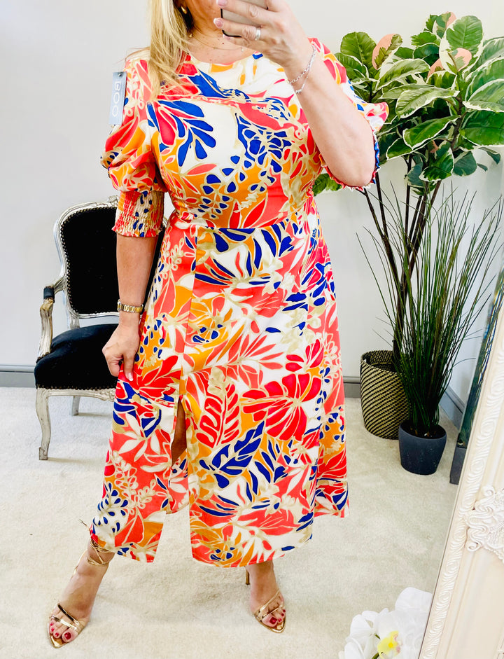 The CALIFORNIA orange and blue dress - size 8 only