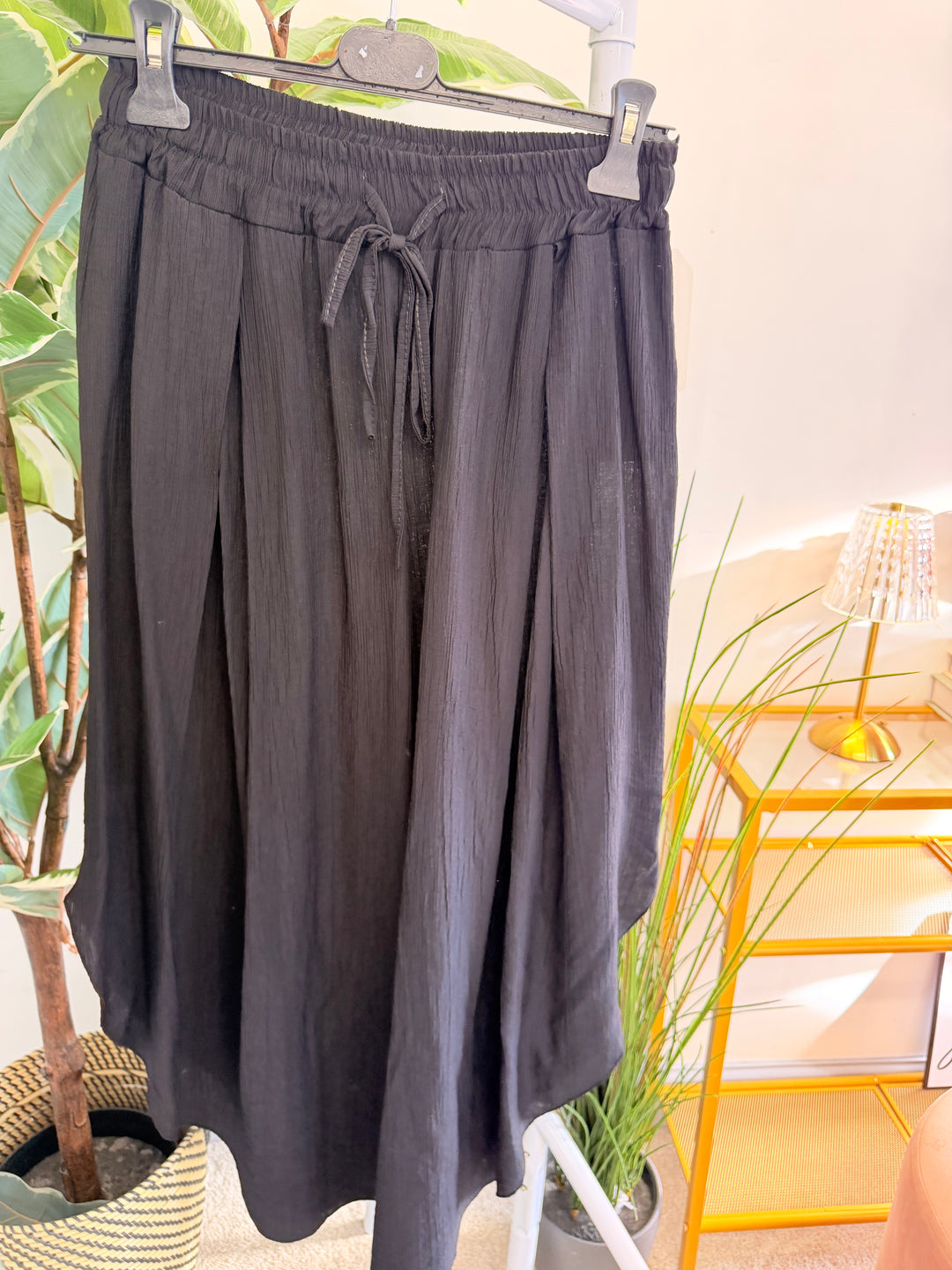 Ladies Loose Fit Harem Trousers - Black, Khaki, White, Brown, Navy & Mocha