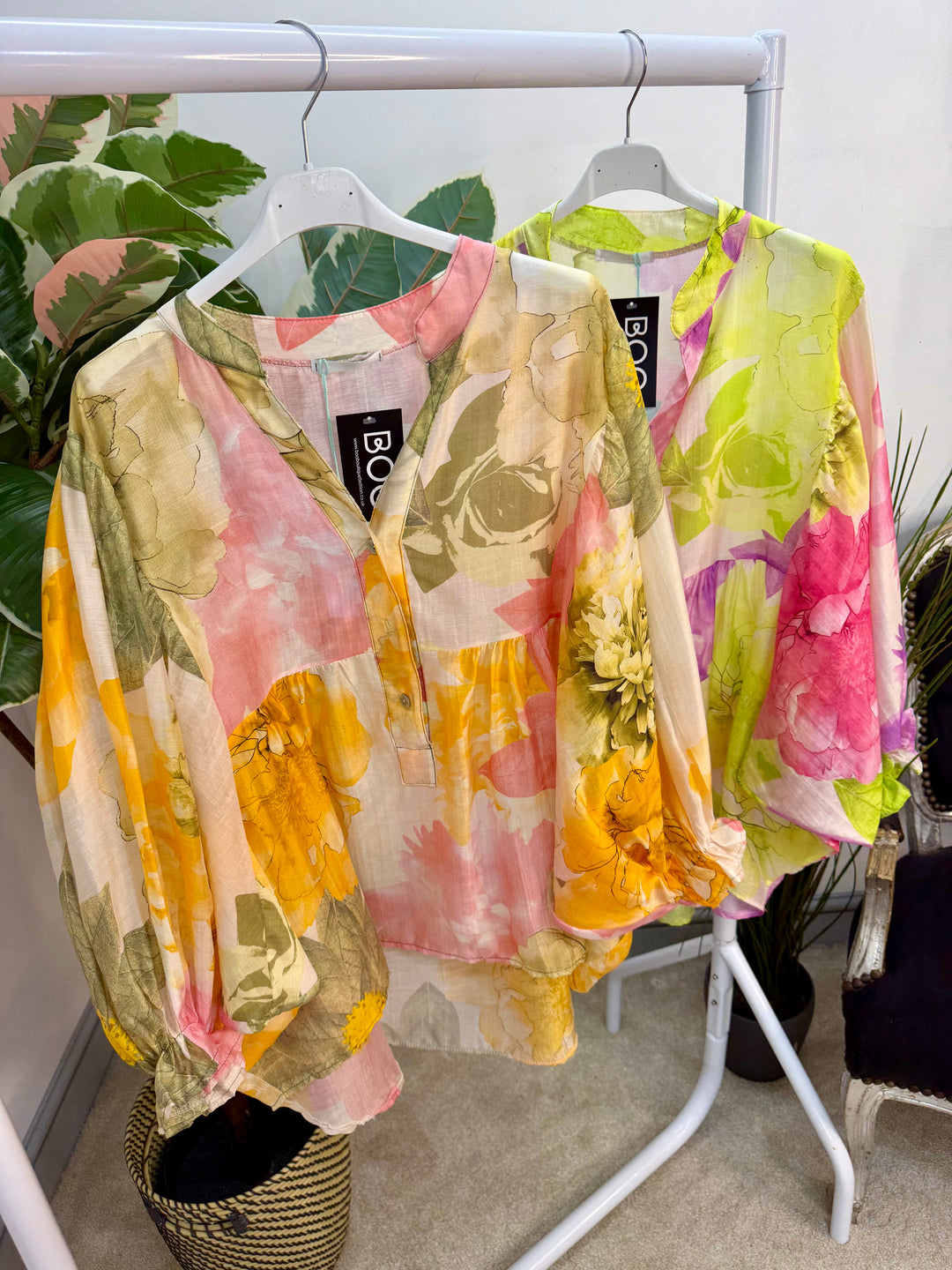 Ladies Fashion Boho Style Grandad Shirt - pink and khaki