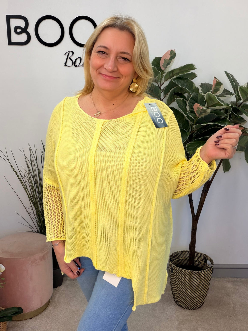 Ladies Fashion Oversize Top - yellow, beige, pink, white, fuschia and blue