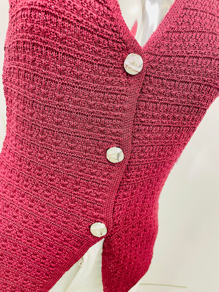 LADIES KNITTED FASHION WAISTCOAT - BLACK, NAVY & WINE BURGUNDY