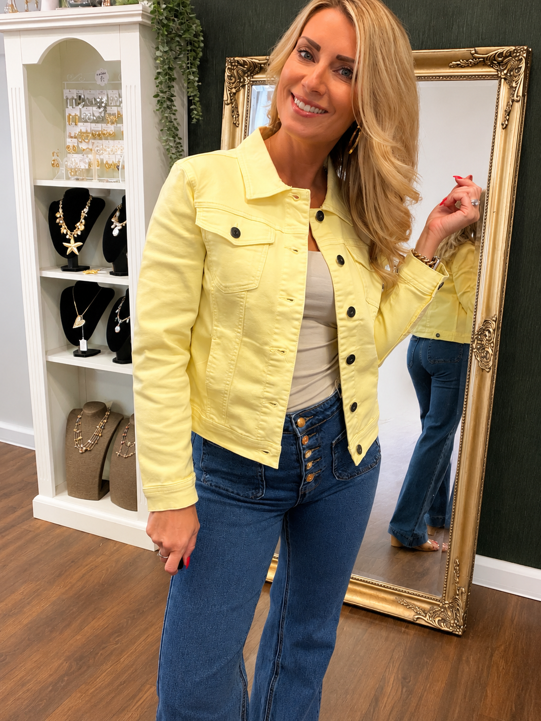 Ladies Lemon Yellow Denim Jacket