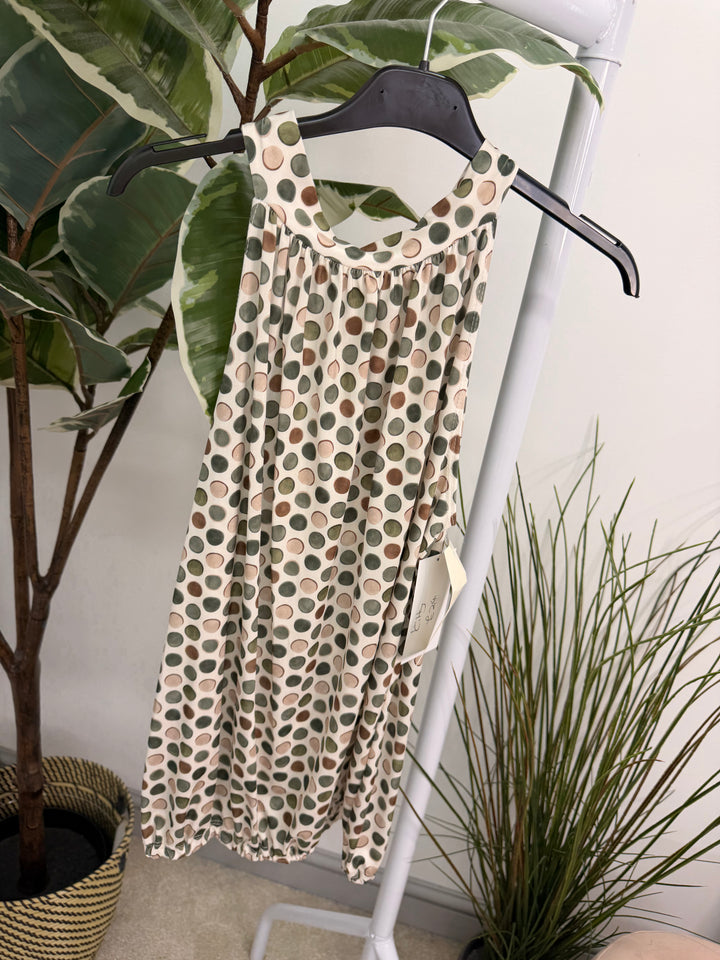 Ladies Polka Dot High Neck Top - Pink, Black, Khaki & Navy