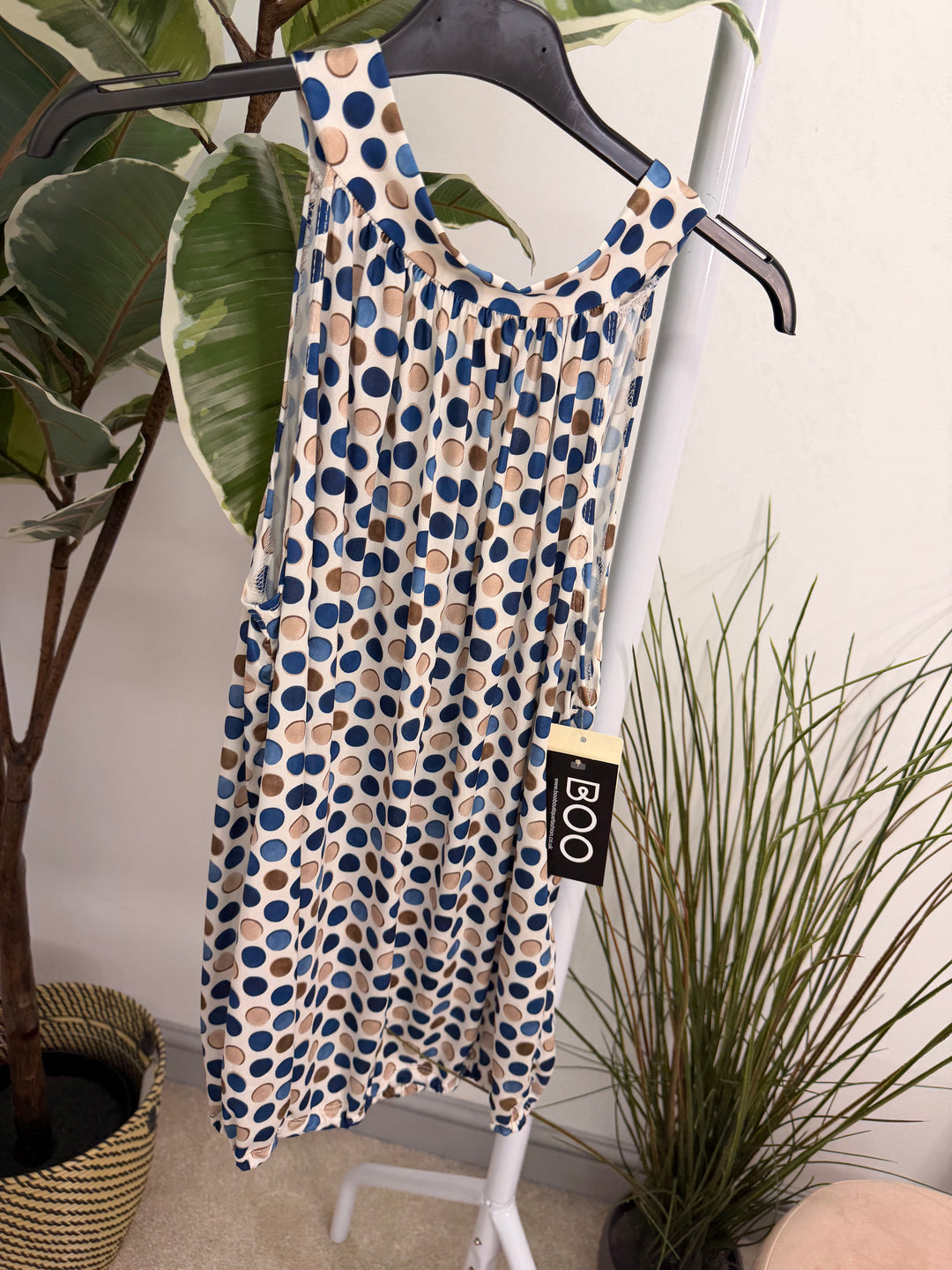 Ladies Polka Dot High Neck Top - Pink, Black, Khaki & Navy
