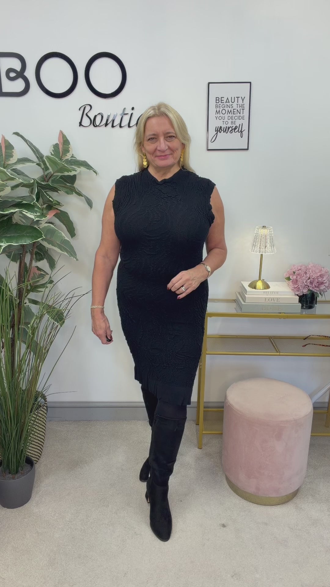 The VITA stretch fitted midi dress - black and brown