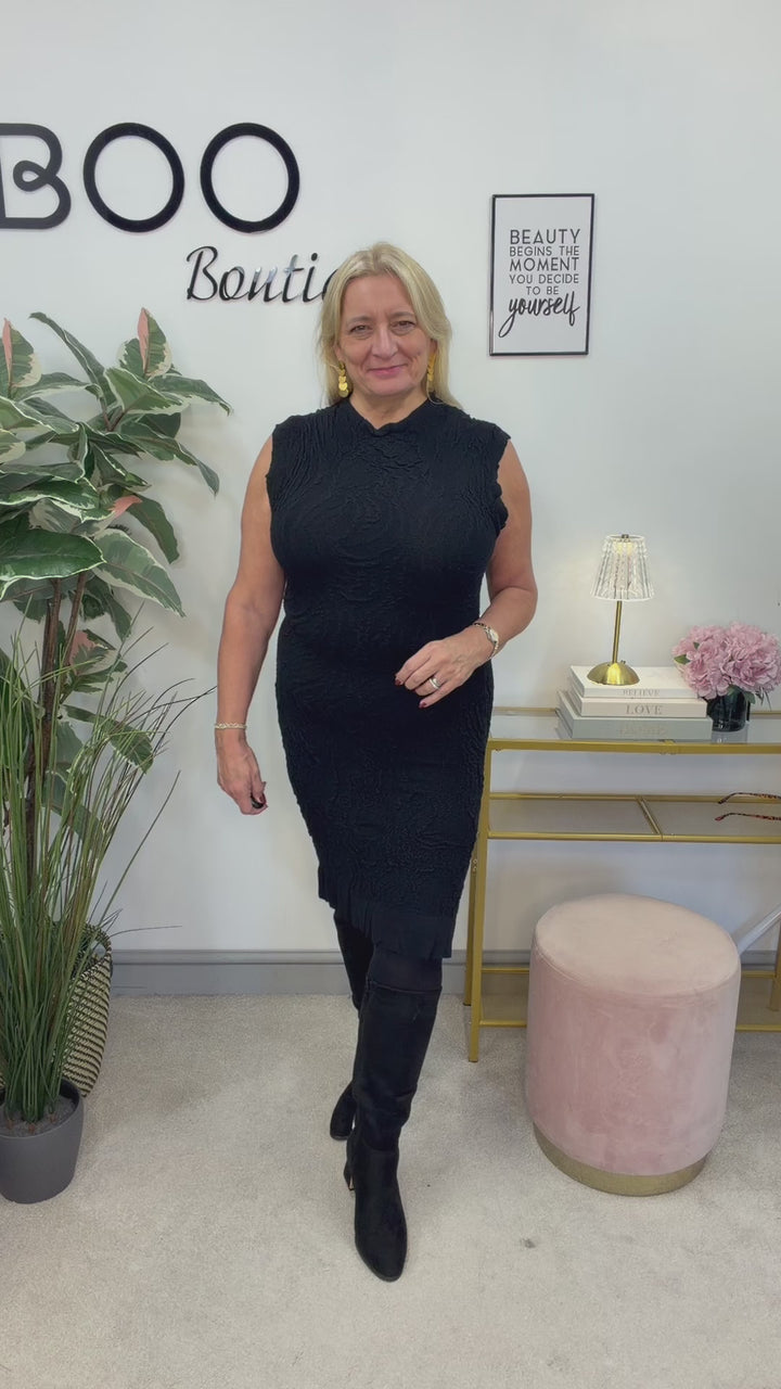 The VITA stretch fitted midi dress - black and brown