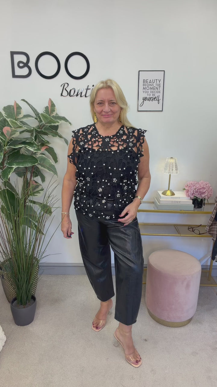 The ANDI Pearl and diamanté crochet top - 4 colours