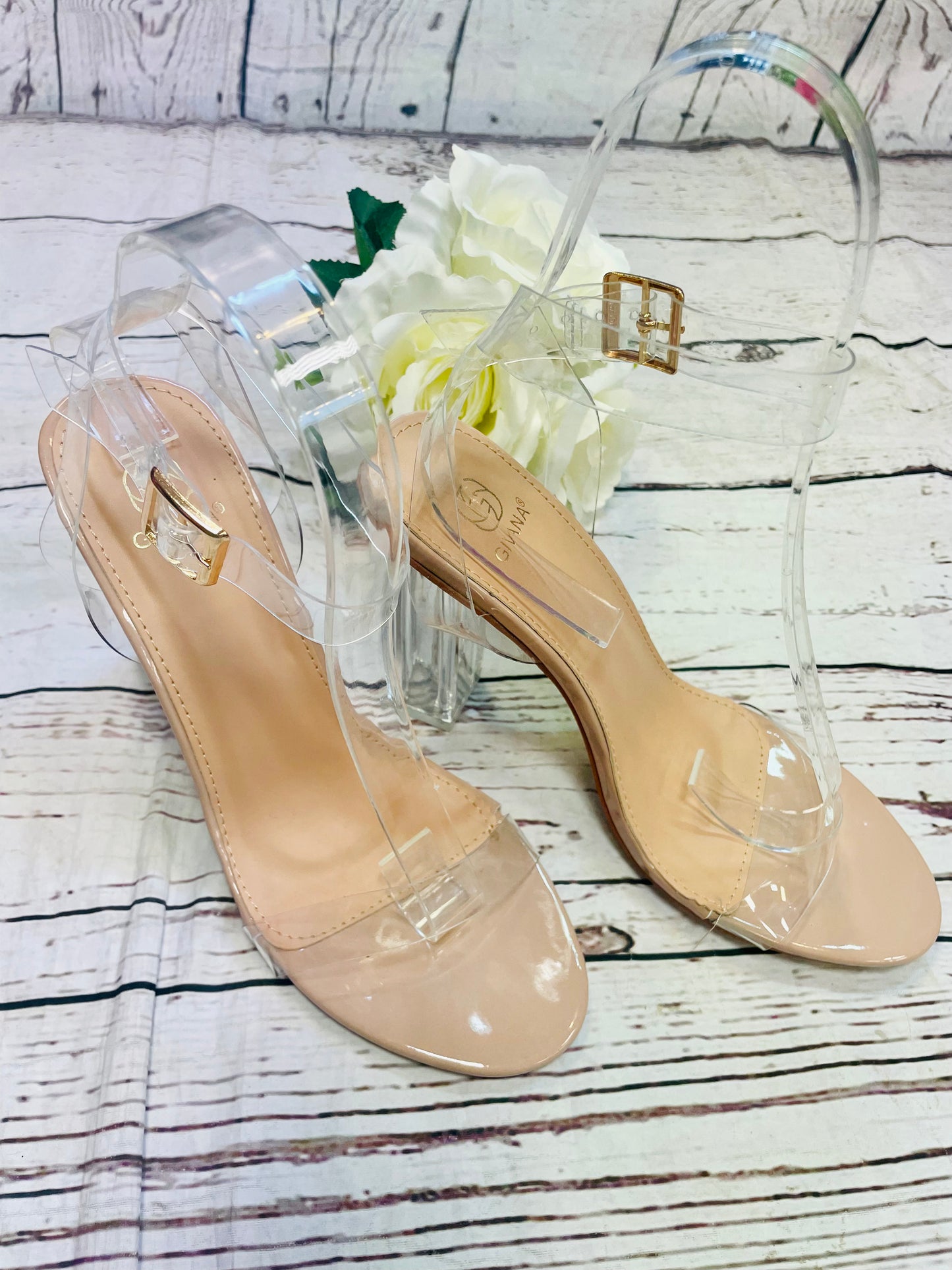 CLEAR STRAPPY HIGH HEEL SANDALS ( JRX1913 ) sizes 3 to 8