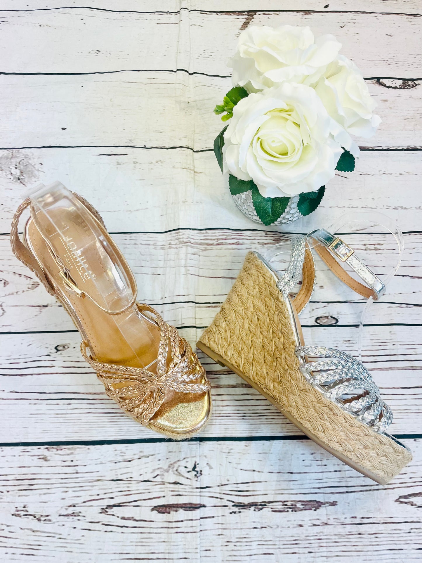 ROPE EFFECT WEDGE HEEL SANDALS ( H8 270 ) - 2 colours