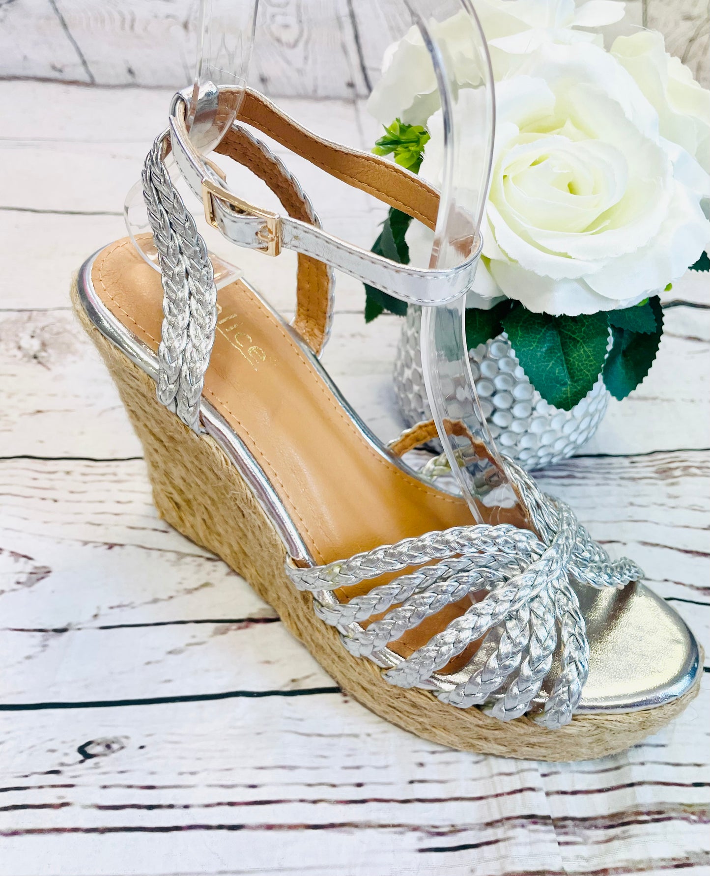 ROPE EFFECT WEDGE HEEL SANDALS ( H8 270 ) - 2 colours